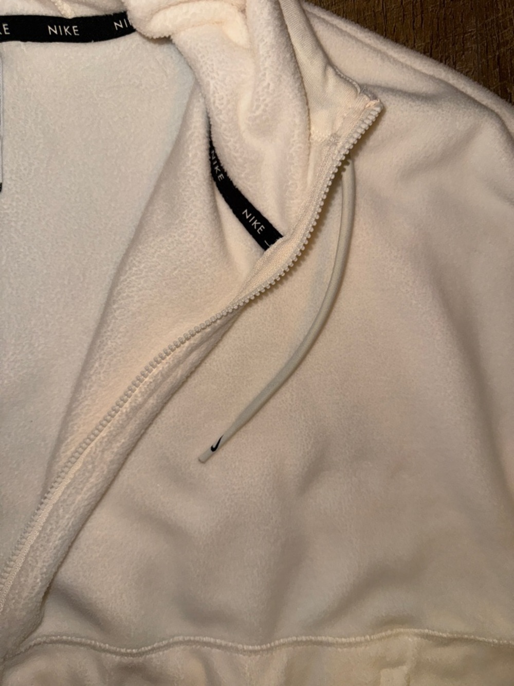 Nike Cream Cropped Zip Hoodie with Black Swoosh - Picture 4 of 6